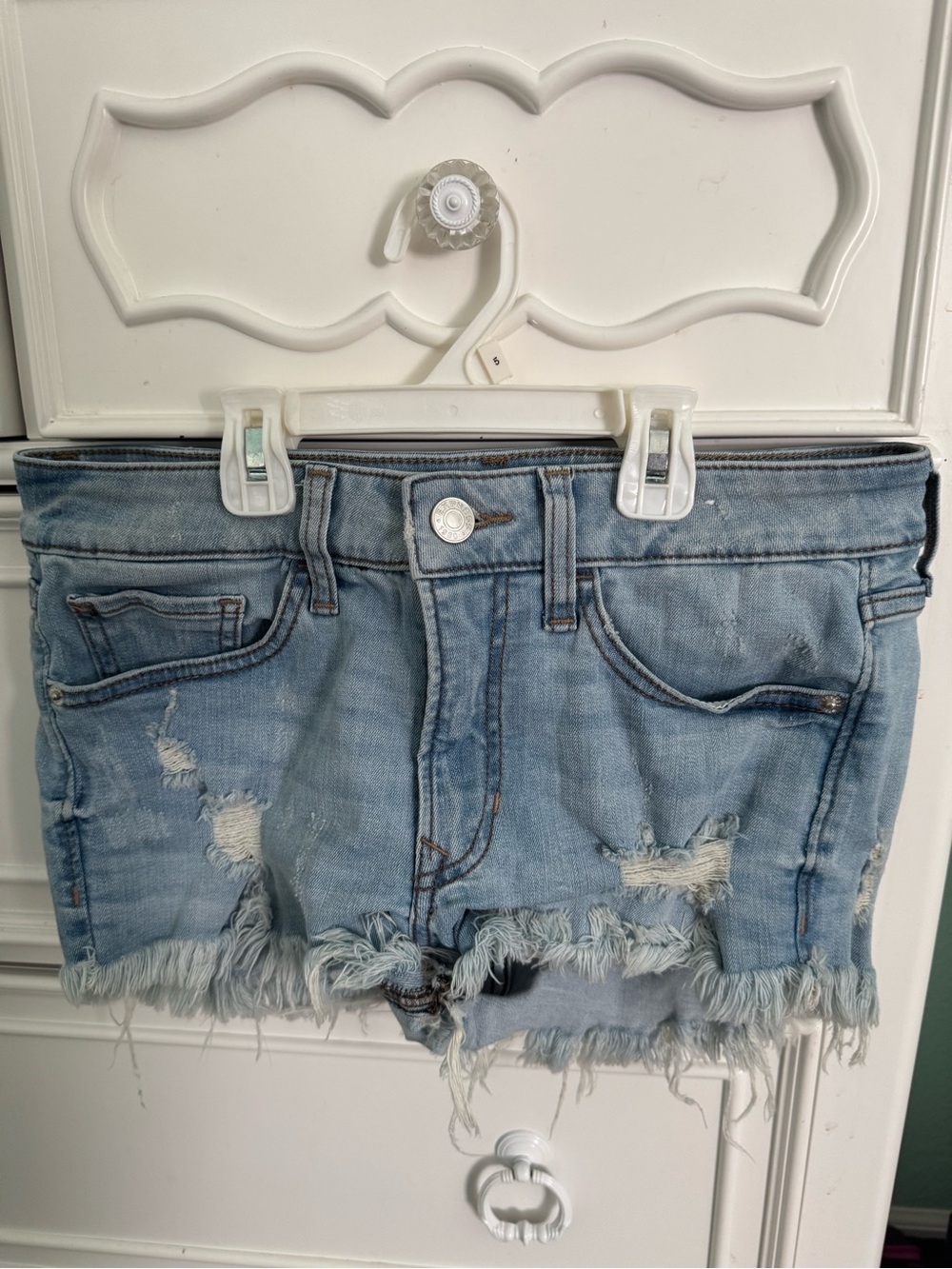 Express Relaxed Low Rise Distressed Denim Shorts